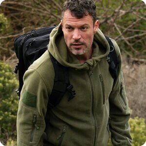 Baerskin V1 Tactical Fleece Hoodie Mens Medium Green Full Zip Pockets Utility